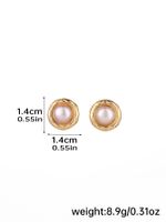 1 Pair Casual Elegant Geometric Inlay Artificial Pearl Copper Pearl 18k Gold Plated Ear Studs main image 2