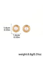 1 Pair Casual Elegant Geometric Inlay Artificial Pearl Copper Pearl 18k Gold Plated Ear Studs main image 3