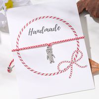 Cute Simple Style Cartoon Character Dog Cat Stainless Steel Cotton Braid Silver Plated Kid's Unisex Drawstring Bracelets sku image 1
