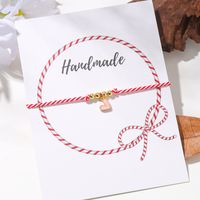 Cute Simple Style Heart Shape Cotton Shell Copper Enamel Braid 18k Gold Plated Unisex Drawstring Bracelets sku image 3