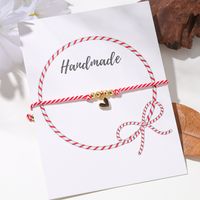 Cute Simple Style Heart Shape Cotton Shell Copper Enamel Braid 18k Gold Plated Unisex Drawstring Bracelets sku image 4