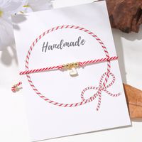 Cute Simple Style Heart Shape Cotton Shell Copper Enamel Braid 18k Gold Plated Unisex Drawstring Bracelets sku image 5