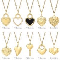Titanium Steel 18K Gold Plated Simple Style Inlay Heart Shape Resin Pendant Necklace main image 3