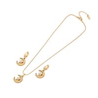 Stainless Steel 18K Gold Plated Simple Style Plating Star Moon Zircon Earrings Necklace sku image 1