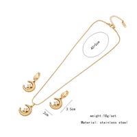 Stainless Steel 18K Gold Plated Simple Style Plating Star Moon Zircon Earrings Necklace main image 2