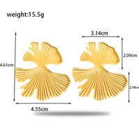 1 Pair Vintage Style French Style Simple Style Flower Ginkgo Leaf Fish Tail Plating Stainless Steel 18k Gold Plated Drop Earrings main image 5