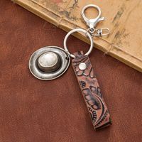 Simple Style Cactus Leaf Dreamcatcher Pu Leather Alloy Turquoise Bag Pendant Keychain main image 3