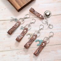 Simple Style Cactus Leaf Dreamcatcher Pu Leather Alloy Turquoise Bag Pendant Keychain main image 5