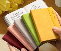 1 Piece Solid Color Class Learning Pu Leather Retro Notebook main image 1