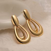 1 Pair Simple Style Geometric Plating Copper 18k Gold Plated Drop Earrings sku image 3