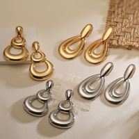 1 Pair Simple Style Geometric Plating Copper 18k Gold Plated Drop Earrings main image 1