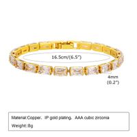 Copper Gold Plated Simple Style Shiny Plating Inlay Rectangle Zircon Bracelets main image 2