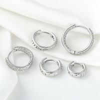 1 Piece Simple Style Round Plating Inlay Brass Zircon 18k Gold Plated Silver Plated Huggie Earrings main image 5