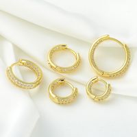 1 Piece Simple Style Round Plating Inlay Brass Zircon 18k Gold Plated Silver Plated Huggie Earrings main image 3