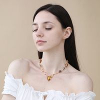 Casual Geometric Stainless Steel Artificial Crystal Glass Irregular Handmade Natural Stone Freshwater Pearl Opal 14k Gold Plated 18k Gold Plated Women's Pendant Necklace main image 9