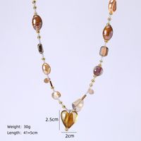 Casual Geometric Stainless Steel Artificial Crystal Glass Irregular Handmade Natural Stone Freshwater Pearl Opal 14k Gold Plated 18k Gold Plated Women's Pendant Necklace main image 5