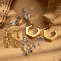 1 Paar Einfacher Stil Irregulär Überzug Metall Rostfreier Stahl 18 Karat Vergoldet Ohrringe main image 1
