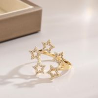 Stainless Steel Copper Sweet Simple Style Plating Star Heart Shape Zircon Adjustable Ring main image 6