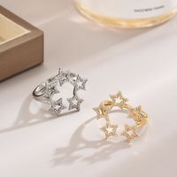 Stainless Steel Copper Sweet Simple Style Plating Star Heart Shape Zircon Adjustable Ring main image 4