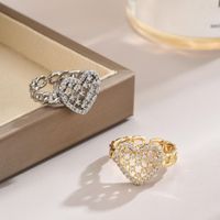 Stainless Steel Copper Sweet Simple Style Plating Star Heart Shape Zircon Adjustable Ring main image 3