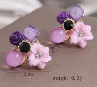 1 Pair Sweet Flower Plating Inlay Alloy Resin Ear Studs main image 2