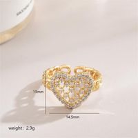 Stainless Steel Copper Sweet Simple Style Plating Star Heart Shape Zircon Adjustable Ring sku image 1