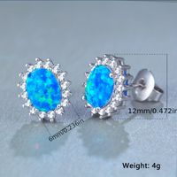 1 Pair Elegant Classic Style Oval Plating Inlay Copper Artificial Gemstones White Gold Plated Ear Studs main image 3