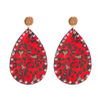 1 Pair Elegant Retro Leopard Inlay Pu Leather Rhinestone Rhinestones Drop Earrings main image 6