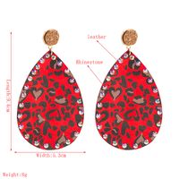 1 Paar Elegant Retro Leopard Inlay Pu-leder Strass Strasssteine Tropfenohrringe main image 2