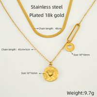304 Stainless Steel 18K Gold Plated Simple Style Plating Heart Shape Double Layer Necklaces main image 2