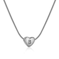 Rostfreier Stahl Einfacher Stil Polieren Brief Herzform Halskette Mit Anhänger sku image 2