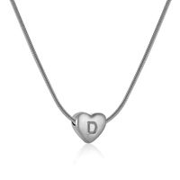 Rostfreier Stahl Einfacher Stil Polieren Brief Herzform Halskette Mit Anhänger sku image 4