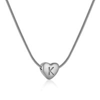 Stainless Steel Simple Style Polishing Letter Heart Shape Pendant Necklace sku image 14