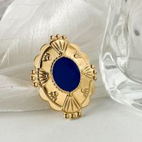 304 Stainless Steel 14K Gold Plated Simple Style Commute Enamel Plating Geometric Open Rings main image 4