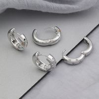1 Pair Simple Style U Shape Round Plating Inlay Stainless Steel Pearl Zircon 18K Gold Plated Earrings main image 4