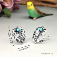 1 Pair Vintage Style Ethnic Style Bohemian Leaves Plating Inlay Alloy Turquoise Silver Plated Ear Cuffs main image 2