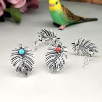 1 Pair Vintage Style Ethnic Style Bohemian Leaves Plating Inlay Alloy Turquoise Silver Plated Ear Cuffs main image 1