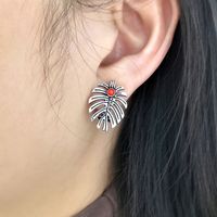 1 Pair Vintage Style Ethnic Style Bohemian Leaves Plating Inlay Alloy Turquoise Silver Plated Ear Cuffs main image 7