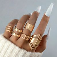 Fashion Leaf Heart Shaped Geometry Plating Alloy Rings Nhgy123979 main image 1