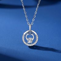 Simple Style Shiny Circle Sterling Silver Inlay Zircon Pendant Necklace main image 3