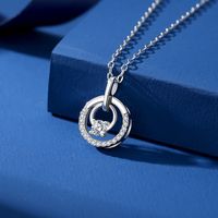 Simple Style Shiny Circle Sterling Silver Inlay Zircon Pendant Necklace main image video