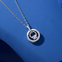 Simple Style Shiny Circle Sterling Silver Inlay Zircon Pendant Necklace main image 4