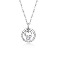 Simple Style Shiny Circle Sterling Silver Inlay Zircon Pendant Necklace sku image 1