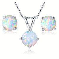 Copper White Gold Plated Elegant Colorful Inlay Opal Jewelry Set main image 5