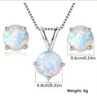 Copper White Gold Plated Elegant Colorful Inlay Opal Jewelry Set sku image 1