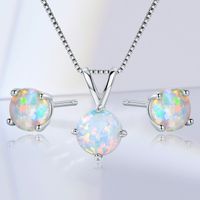 Copper White Gold Plated Elegant Colorful Inlay Opal Jewelry Set main image 1