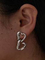 1 Paire Style Ig Style Simple Forme De Cœur Placage Incruster Alliage Zircon Plaqué Argent Boucles D'oreilles main image 3