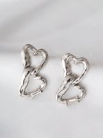 1 Pair Ig Style Simple Style Heart Shape Plating Inlay Alloy Zircon Silver Plated Drop Earrings main image 1