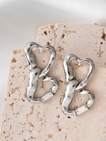 1 Pair Ig Style Simple Style Heart Shape Plating Inlay Alloy Zircon Silver Plated Drop Earrings main image 4