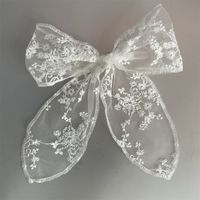 Sweet Solid Color Bow Knot Lace Embroidery Lace Hair Clip Rubber Band sku image 8